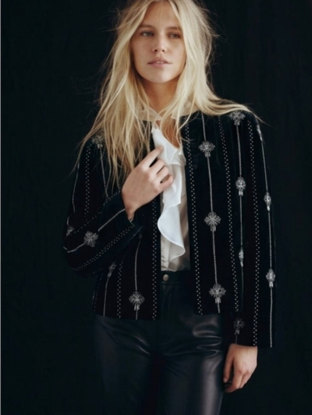 BNWT! Zara Embroidered velvet jacket